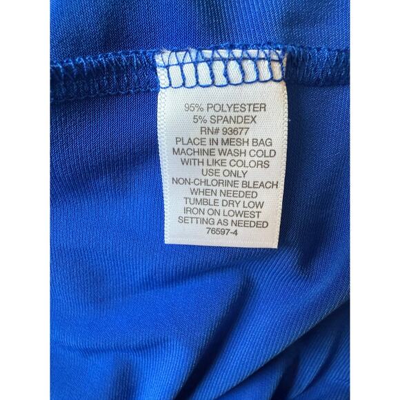 Liz Claiborne Royal Blue Flutter Sleeve Blouse Women’s XL Keyhole Gold Bar - Picture 6 of 6